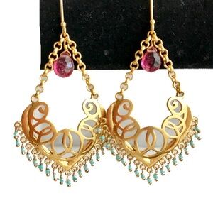 💄Boutique Handmade Gold Plated Dangle Earrings